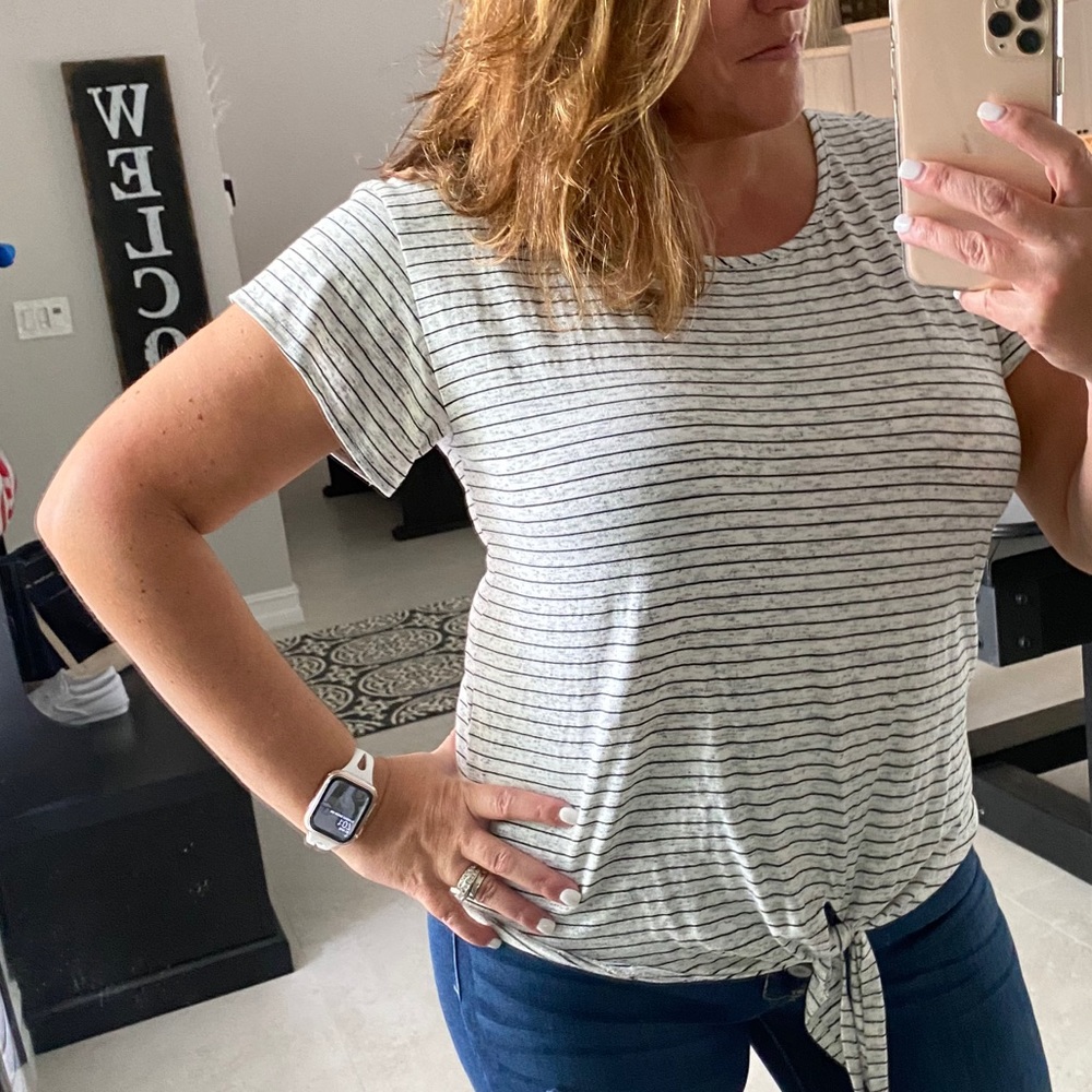 Front Tie Stripe Shirt